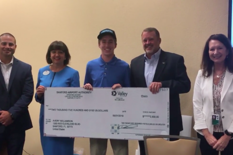 Avery Williamson, a recent graduate of Seminole High School, was awarded $2,500 by the Sanford Aviation Authority to attend college.