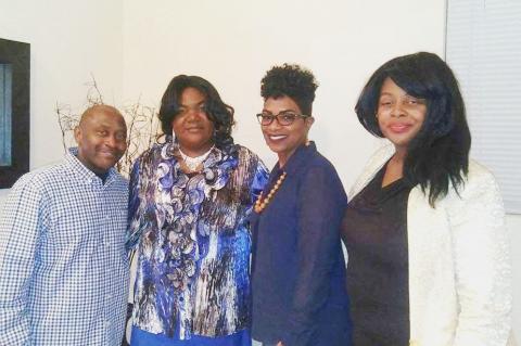 Pictured at recent Alpha & Omega Resource Center Event, L-R: Pastor Sammie J. Edwards, Sr.; Abigail Edwards, President; Lady Shawntara Edwards, Board Member; and Dr. Clarissa Clark, Client 