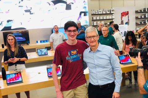 Lyman High sophomore Liam Rosenfeld met Apple CEO Tim Cook last week. 