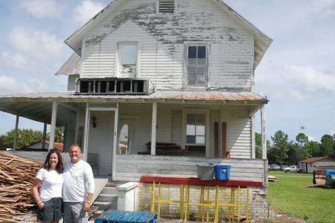 Michelle and Terry Swearingen (above), owners of Relics and Rust, will dismantle the historic Balsley House to salvage intact pieces for other historic restoration projects. 