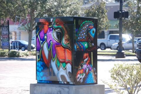 Utility boxes that were wrapped last year in Sanford.