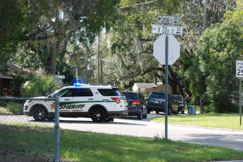 A car chase through Sanford resulted in a crash and the evetually apprehension of three suspects near 20th Street and Cordova Way (above).