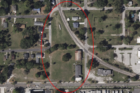 The parcel of land in the red circle (above) is the land that was donated to the Central Florida Urban League.