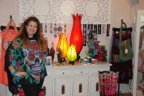 Betanya Grant inside her shop, Triple Goddess Treasures.