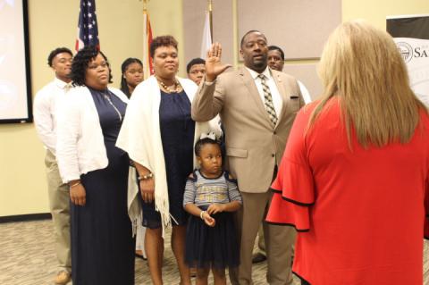 Kerry Wiggins was sworn in on Monday night as the new Commissioner for District 2.