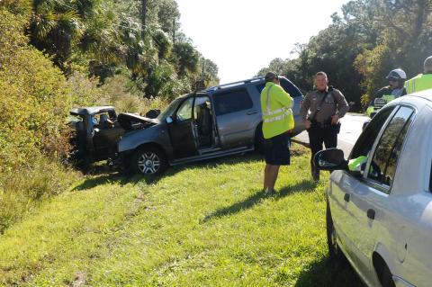 An SUV carrying eight people slammed head-on into a pickup truck near Mullet Lake, according to the Florida Highway Patrol. It was one of two accidents Monday morning where drivers on different parts of State Road 46 failed to safely pass other vehicles. The incidents caused one death and injured eight others.