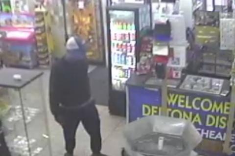 Video shows the robbery on Sunday at the Discount Market.