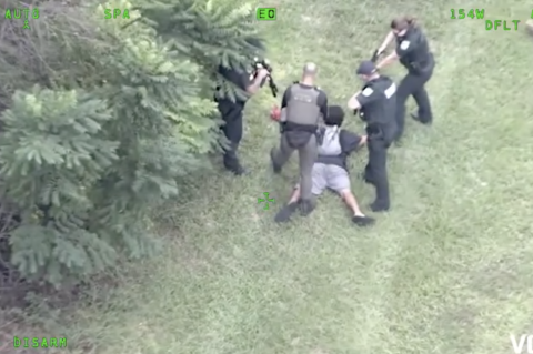Helicopter video from Alert One shows deputies taking down 31-year-old Joseph L. McDonald after he fled the scene Sunday.