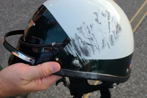 Sheriff Mike Chitwood posted pictures on Facebook of the deputy’s helmet after the crash.