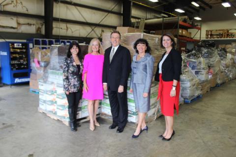The Seminole County School Board and Superintendent Walt Griffin stood before a large amount of boxes full of donations, ready to be shipped out to the Panhandle for victims of Hurricane Michael, on Monday afternoon.