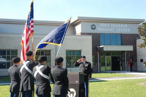 The Dedication Ceremony of the Sergeant First Class Alwyn C. Cashe U.S. Army Reserve Center on Friday morning started with the presenting of the colors and the National Anthem.