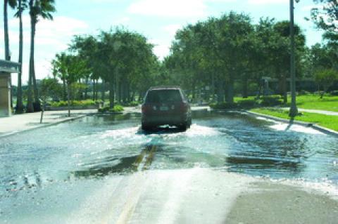 Flooding on Seminole. Boulevard near Lake Monroe in downtown Sanford. 
