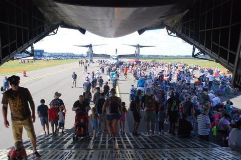 Billed as the world’s most capable strategic airlifted, the C-5M. Show-gowers could enter the front of the plane during the show and exit from the back of the massive aircraft. The C-5M is 247.8 feet long and 65.1 feet tall with a wingspan of 222.8 feet, according to information provided by personnel from Dover Air Force Base, which the plane and crew call home. The maximum payload for the plane is 285,000 pounds.
