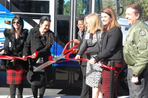 Seminole County Public Schools officials cut the ribbon for the Physics Bus at Hamilton Elementary in Sanford on Tuesday.