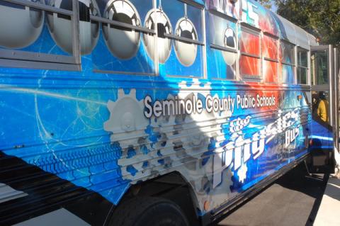 The new Physics Bus made its inaugural visit to Hamilton Elementary in Sanford on Tuesday.