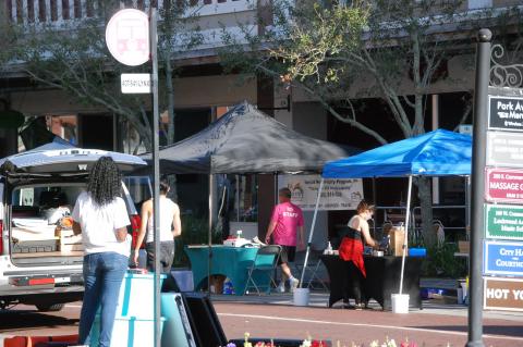 Vendors set up at a previous Alive After 5 event in downtown Sanford. 