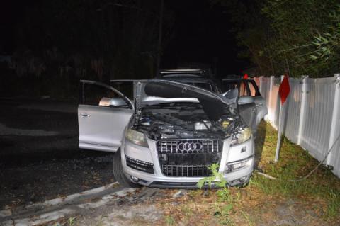 The Florida Highway Patrol is looking for the driver of a silver Audi (above) who hit and killed a man in Casselberry. Officials said the driver ditched the car about a mile away from the accident scene and possible lit it on fire. 