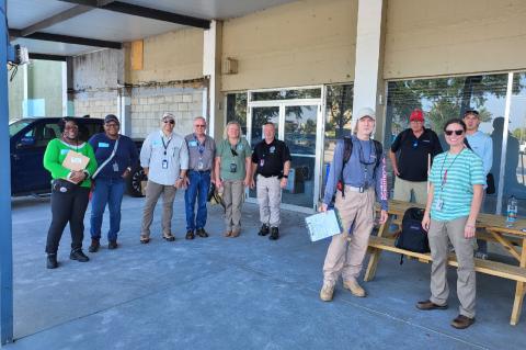 Members from the Federal Emergency Management Agency work at the Sanford Marina this week to assess damage from Hurricane Ian last year. 