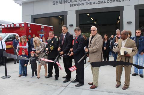 Seminole County Commissioners and Fire Department members cut the ribbon on Fire Station 29 Thursday morning.