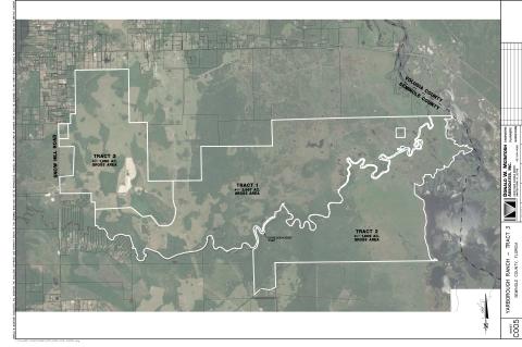A plat shows the three tracks of land that make up the Yarborough Ranch property. 