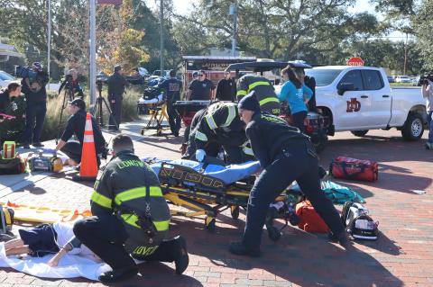 The Mass Casualty Incident simulation was held next to Longwood Fire Station 15.