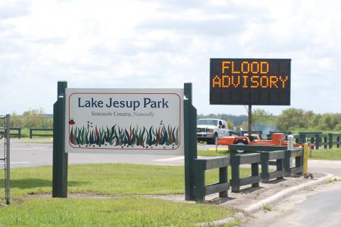Lake Jesup earlier this year when rising waters closed boat ramps and kept boaters off the lake. 