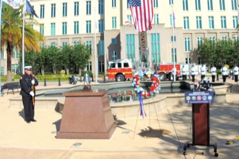 Friday’s Memorial Day Remembrance Ceremony took place at the Seminole County Heroes Memorial in front of the courthouse (above).