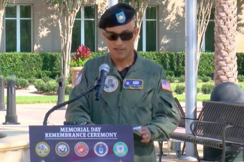 Memorial Day speaker Major Hector Valle, manager of environmental programs for Seminole County.