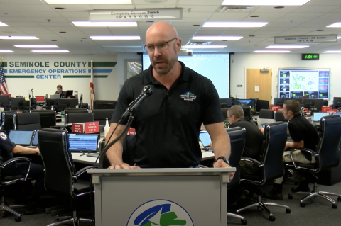 Seminole County Emergency Manager Alan Harris talks Tuesday about steps the county is making to prepare for Tropical Storm Nicole.