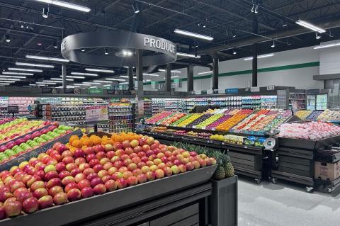 Publix will offer departments for grocery, dairy, frozen food, seafood, meat and fresh produce (above) as well as a full-service bakery, deli and pharmacy with a pharmacy drive-thru.