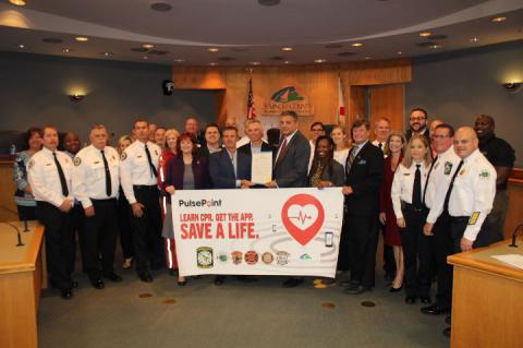 County officials celebrated the adoption of the PulsePoint app, which will allow citizens to intervene in cardiac arrest cases if emergency professionals aren't there, on Tuesday morning.