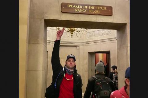 Sanford Firefighter Andrew Williams pictured inside the Capitol during Wednesday’s riot. 