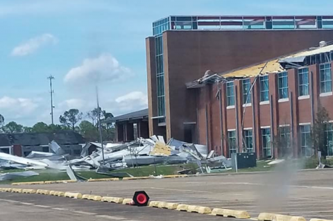 Firefighters posted pictures of the damage in Louisiana near Lake Charles, which sustained the majority of damage.