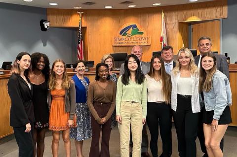 Seminole High School’s Wildlife Conservation Club with the Seminole County Board of County Commissioners after the Scrub Jay was proclaimed the official bird of Seminole County. 