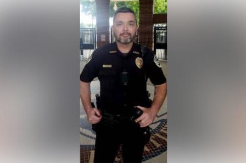 Officer Steven Selph at Spring Lake Elementary, where he served as a school resource officer before being arrest for child porn. 