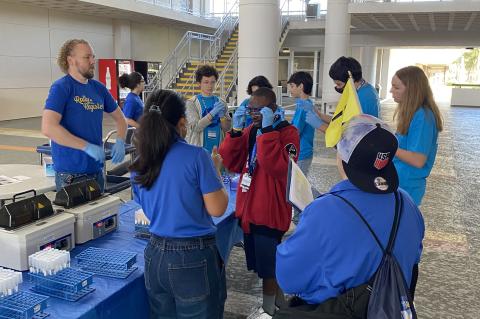Prospective students at Seminole State learn about STEM projects during the “Bring a Future Raider Day” event.