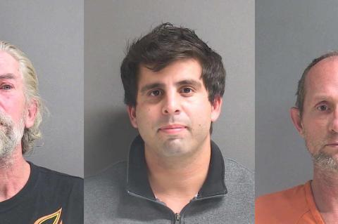 Brian T. Young (left), Carlos Aguirre Rendon and Shawn Winemiller were arrested this week.