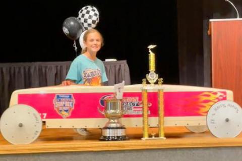 Samantha Hoagey (photo from 2022) was the Rally Stock World Champion at the 85th Annual First Energy All-American Soap Box Derby at Derby Downs in Akron, Ohio, on Saturday, July 22.