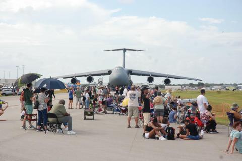 Despite concerns about Covid-19, people still gathered outside at the air show so see the many demostrations of various military and civilian aircraft.