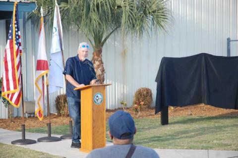 Kent Triplett speaking at the dedication ceremony for the Jeff Triplett Community Center.