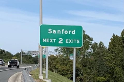 1. On 417 after you cross Lake Jesup just past the toll booth, there is a sign that says: Sanford, next two exits. There are really four: Ronald Reagan Boulevard, 17-92, 25th St. and Rinehart Road.