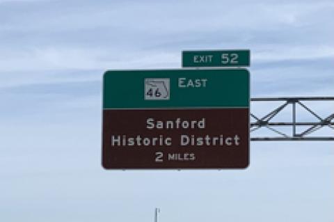 4. When heading east on 429 there are big brown signs saying: Sanford Historic District 2 miles, then 1 mile, then 1/2 mile. That measurement  means the district starts near where Glenn McCall's house was two miles west of I-4. Glenn, (R.I.P.) was historic, but not that historic. Instead of 2 miles to the Sanford Historic District, the real distance is 8.3 miles.