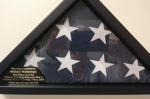A picture of the flag presented to William Waterman during the Seminole County Commission meeting. 