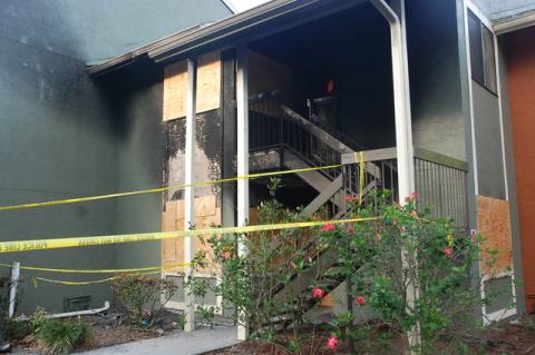 The Seville on the Green apartments on Sheoah Boulevard in Winter Springs had to be evacuated after suspect Justin Lorrison stabbed his grandmother and set the apartments on fire