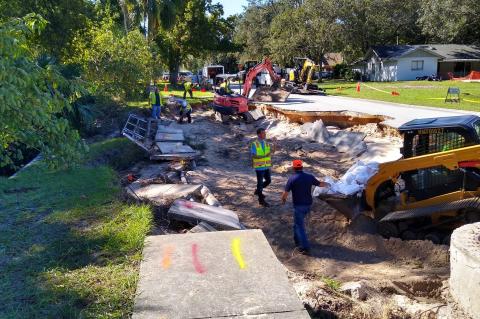 City crews work to complete repairs on Shore Road in Winter Springs.